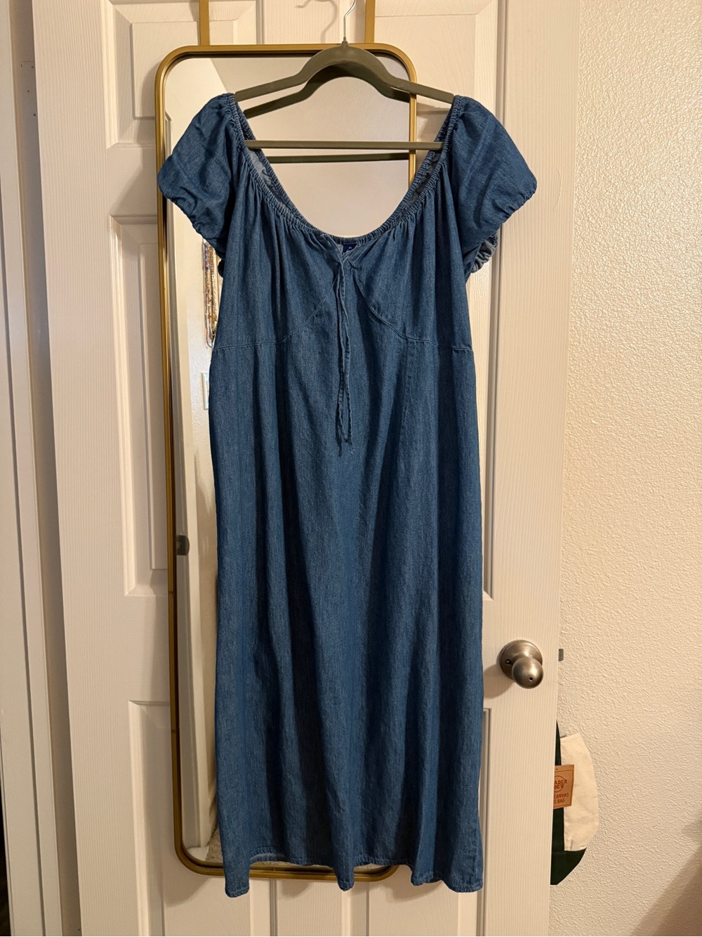 Relaxed Denim Midi Dress with Scoop Neck